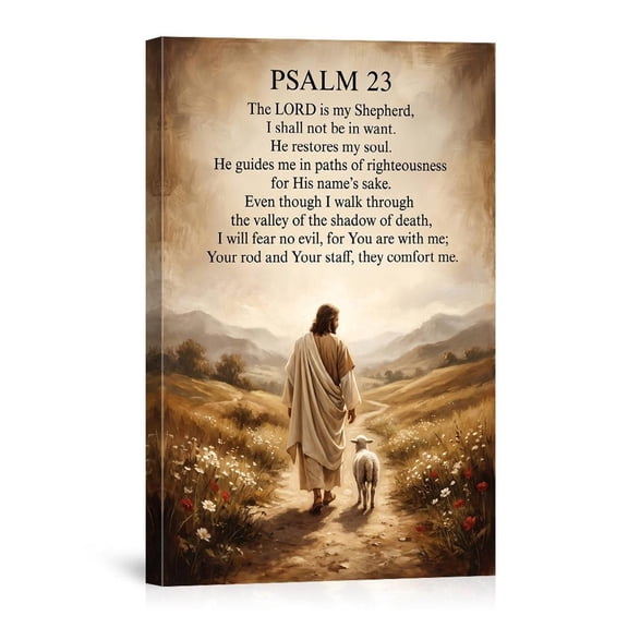 Psalm 23 Wall Art The Lord Is My Shepherd Bible Verse Poster Jesus Good Shepherd Canvas Print Christian Home Decor Scripture Religious Gift