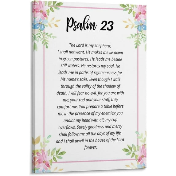 Psalm 23 Wall Art Wall Art Canvas Bedroom Painting Home Decor Pictures Artworks Posters Framed-2,08x12inch(20x30cm)