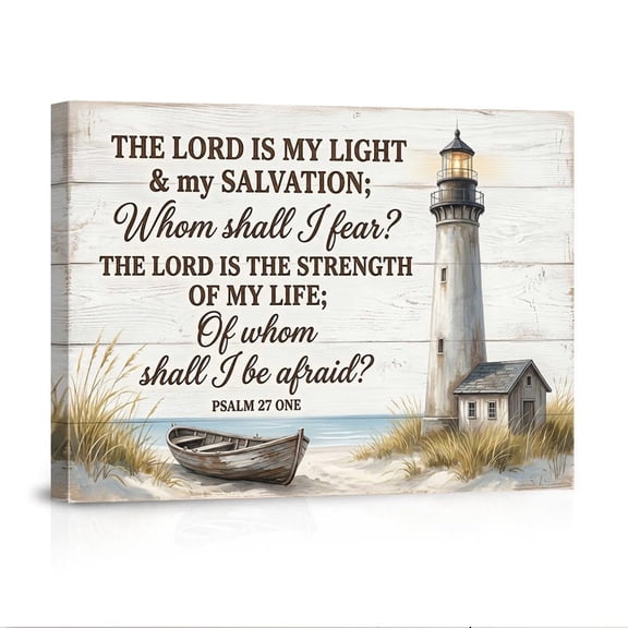 Psalm 27 1 Bible Verse Lighthouse Christian The Lord Is My Light Quote Nautical Beach Canvas