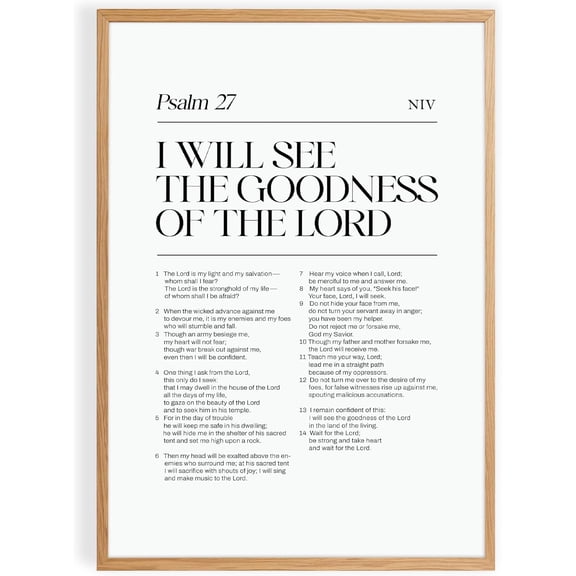 Psalm 27 Bible Verse Wall Art, Modern Christian Scripture Decor, Minimalist Faith Typography Design, Inspirational Religious Gift for Prayer Room Home (Unframed) (11x14)