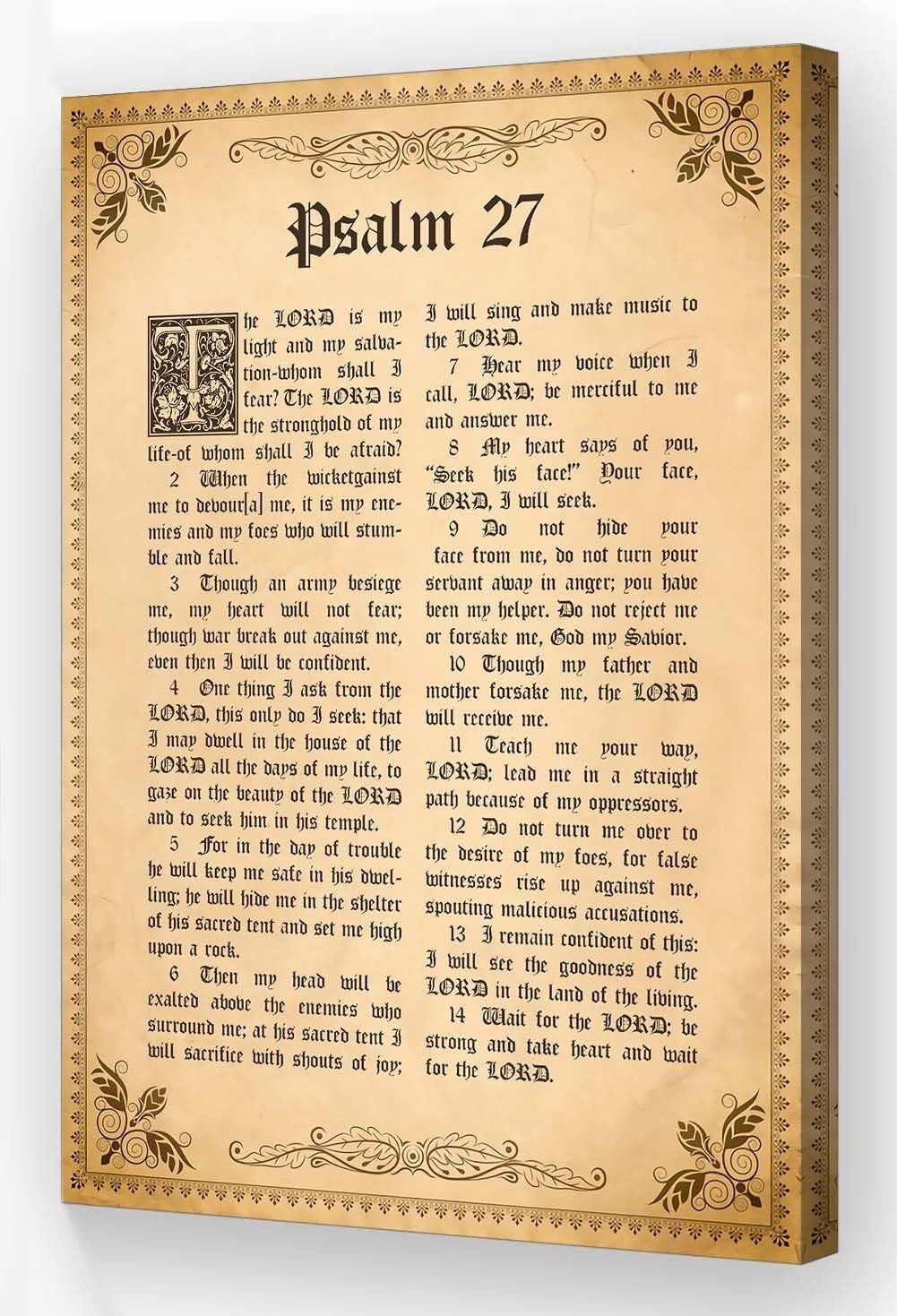 Psalm 27 Prayer Wall Art Vintage Bible Verse Poster Scripture Wall Art ...