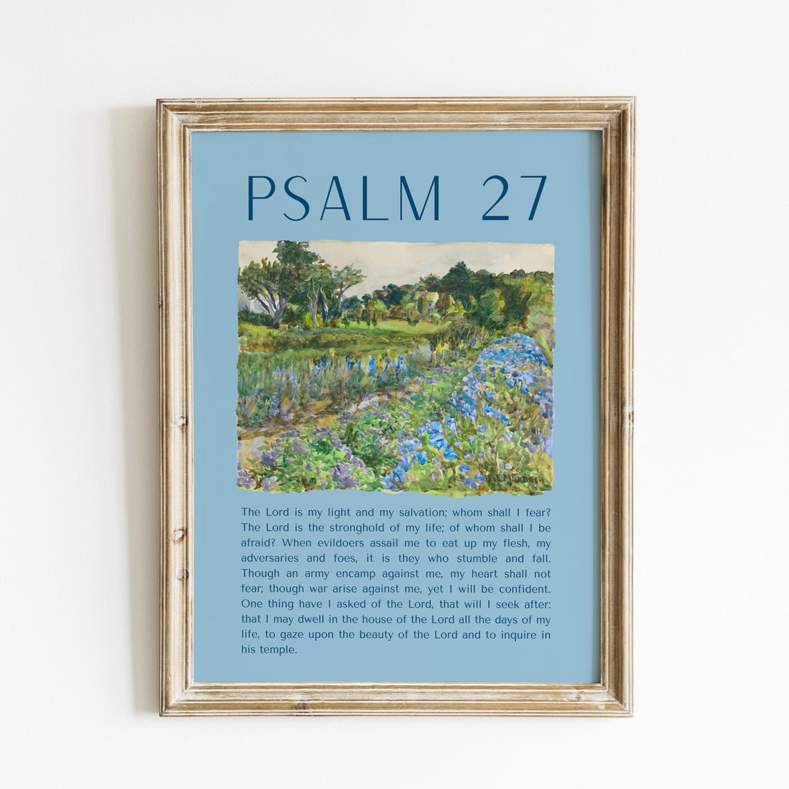 Psalm 27 Vintage Flower Print Christian Poster Wall Art, Bible Verse ...