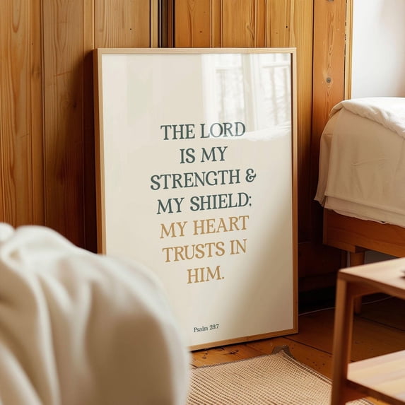Psalm 28:7 Bold Scripture Poster, Unframed Canvas 8x10in