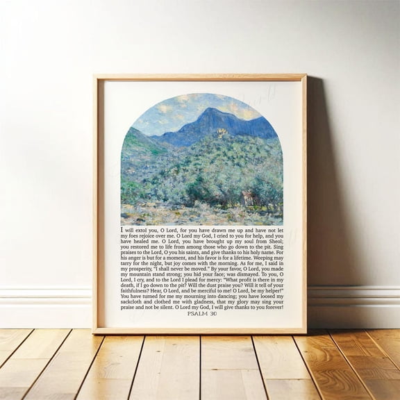Psalm 30 Scripture Art Print Claude Monet Poster Decor, Unframed Canvas Size 8x12 F03.1.21l844