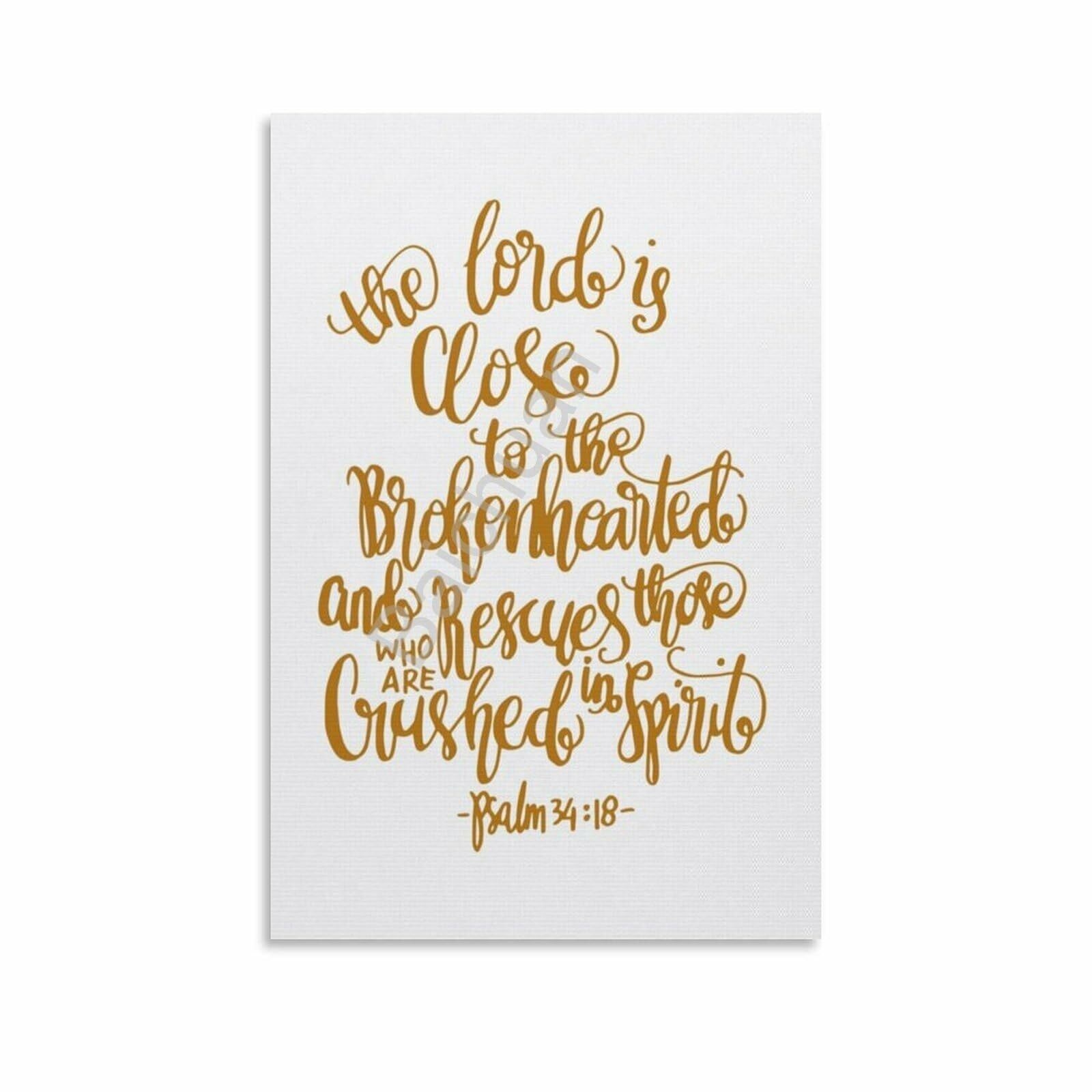 Psalm 34 18 Bible Verse Christian Wall Art Poster 10 Canvas Painting ...