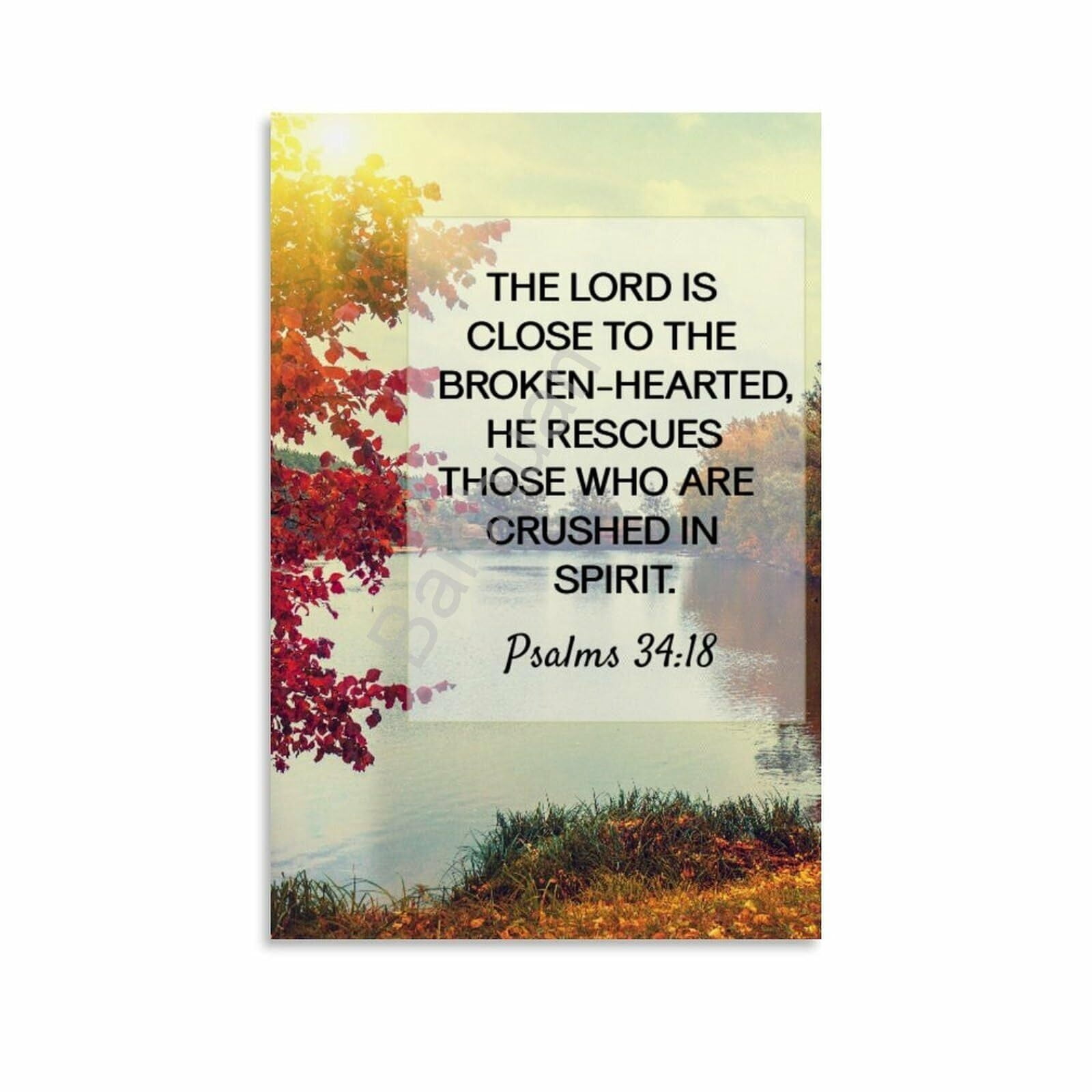 Psalm 34 18 Bible Verse Christian Wall Art Poster 11 Canvas Painting ...