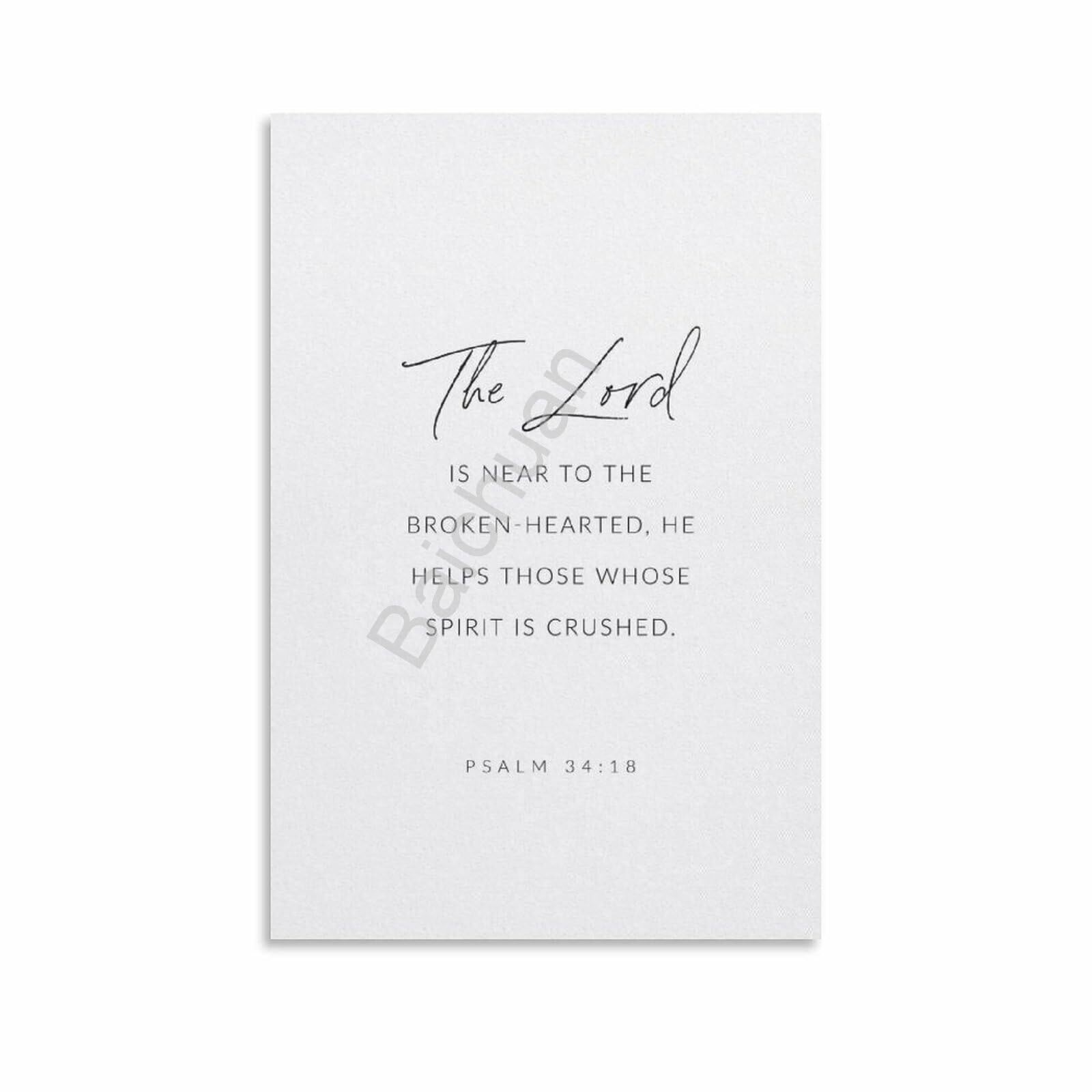 Psalm 34 18 Bible Verse Christian Wall Art Poster 2 Canvas Painting ...