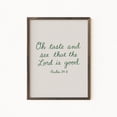 thumbnail image 1 of Psalm 34:8 Green Script Inspirational Faith Decoration, Unframed Paper Poster 24x36in, 1 of 4