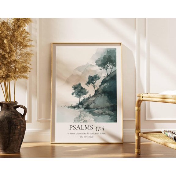 Psalm 37 5 Wall Art Print, Unframed Paper Poster 8x10in