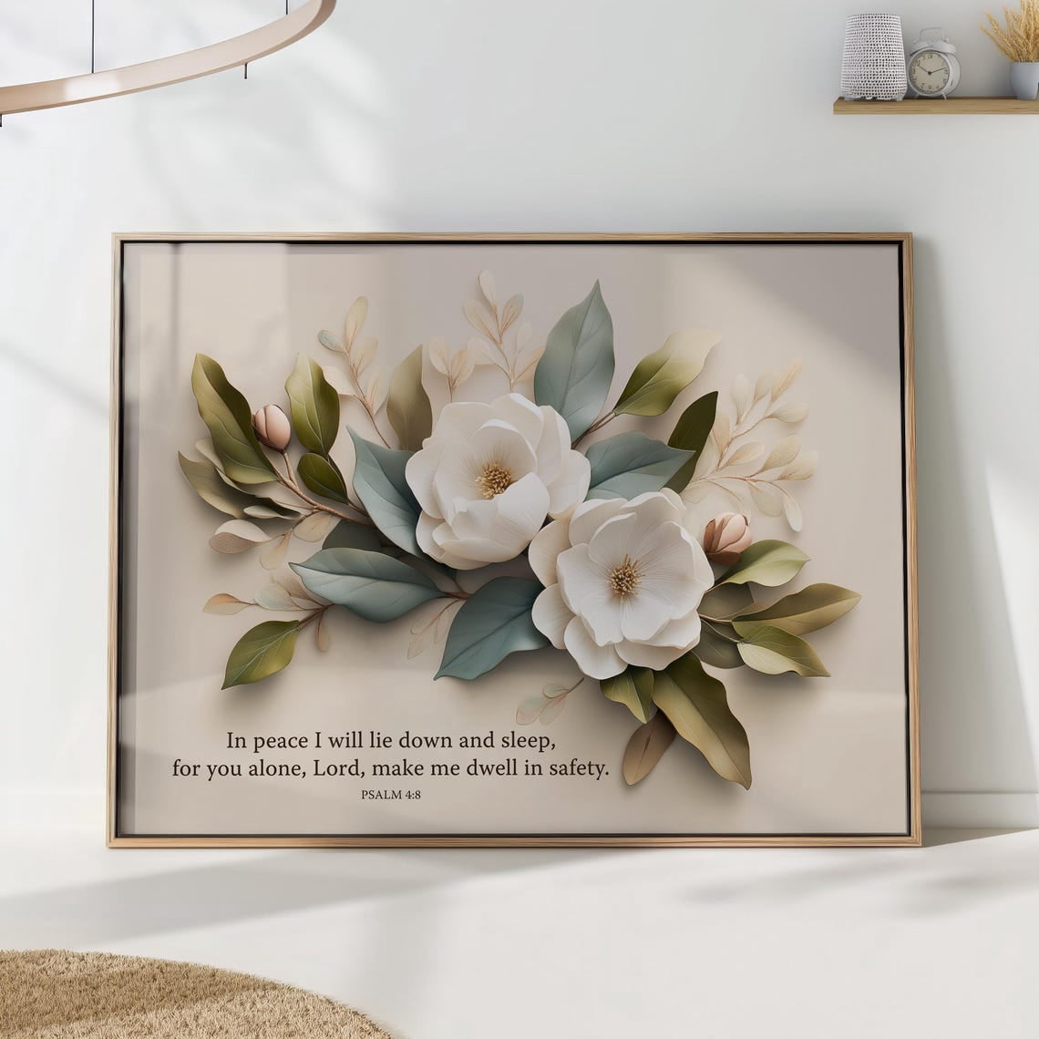 Scripture Purses Psalm 4:8 Floral Bible Verse Print - Walmart.com