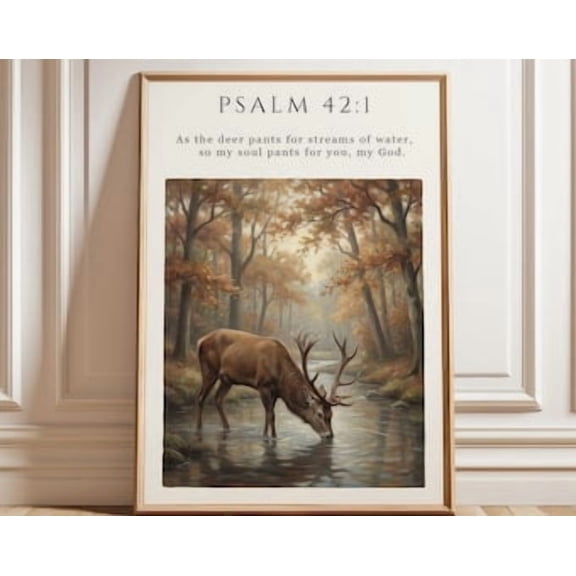 Psalm 42 1 Deer Scripture Poster, Poster Home Decor , Poster Print Only