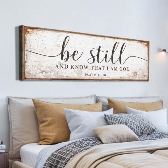 Psalm 46:10 Be Still and Know That I Am God Faith Sign | Bedroom Bible Verse Sign | Farmhouse Scripture Wall Art | Christian Home Decor