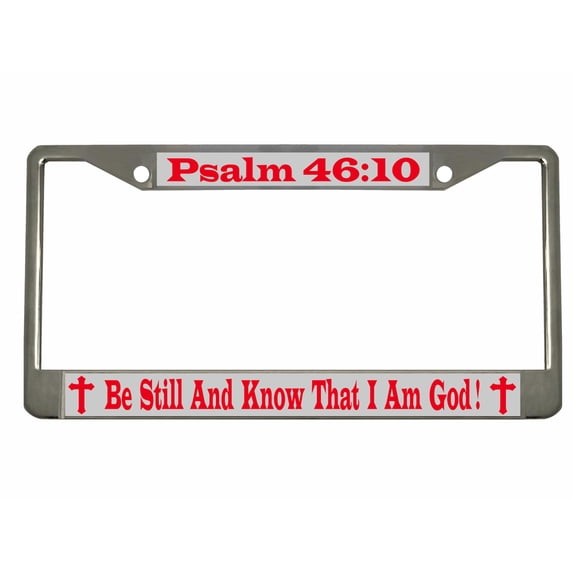 Psalm 46:10 Be Still and Know That I Am God License Plate Frame Jesus Cristain Heavy Duty Metal License Plate Frame Personalise/Car Accessories Car Tag Holder Cover (blk/red)