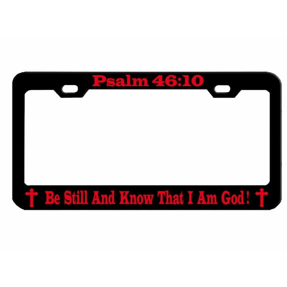 Psalm 46:10 Be Still and Know That I Am God License Plate Frame Jesus Cristain Heavy Duty Metal License Plate Frame Personalise/Car Accessories Car Tag Holder Cover/Carbon (blk/line Blue)