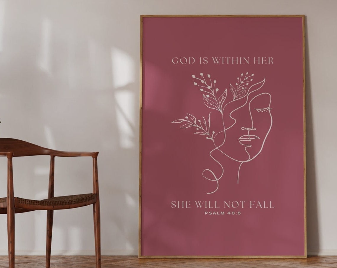 Psalm 46:5, God Is Within Her, Christian Aesthetic Art Print, Christian ...