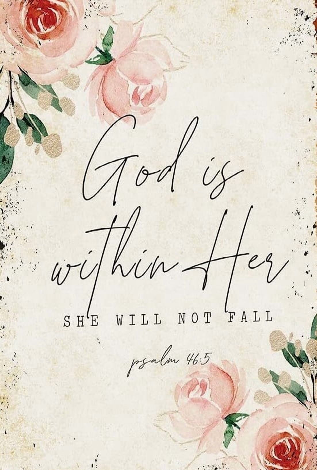 Psalm 46 5 God Is with Her She Will Not Fall Tin Bible Verse Wall Decor ...