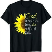EWALFULL Psalm 46:5 God is Within Her She Will Not Fail Sunflower T-Shirt