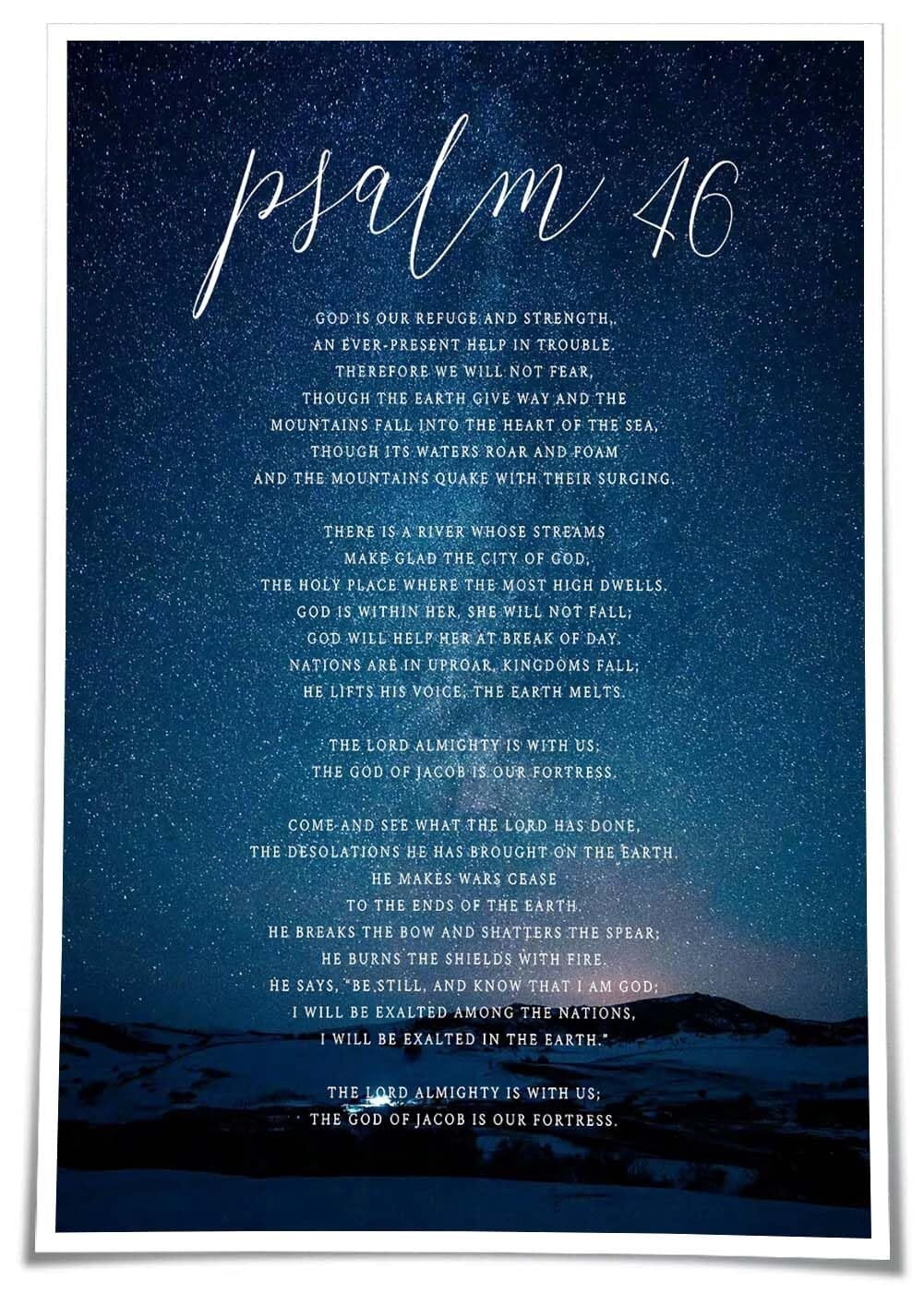 Psalm 46 Poster Bible Verse Wall Art Scripture Wall Decorative for ...