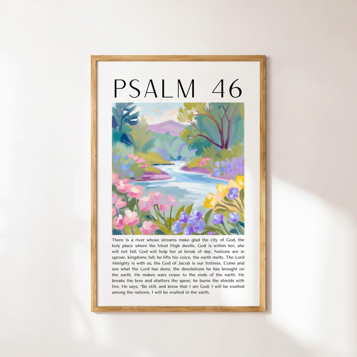 Psalm 46 Watercolor Bible Verse Wall Art, Scripture Wall Art, Christian ...