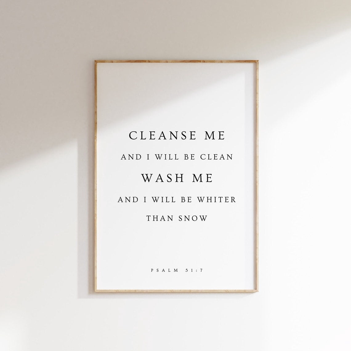 Psalm 51:7 Cleanse Me And I Will Be Clean Christian Laundry Wall Art ...