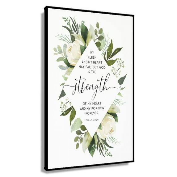 Psalm 73 26 Bible Verse Wall Art, Printable Scripture Prints, Christian Wall Art Decor Gift Poster, God Is The Strength of My Heart Poster Kitchen