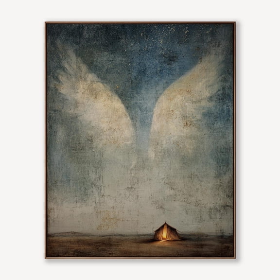 Psalm 91 Angel Wings Art Vintage Oil Style Faith, Unframed Poster