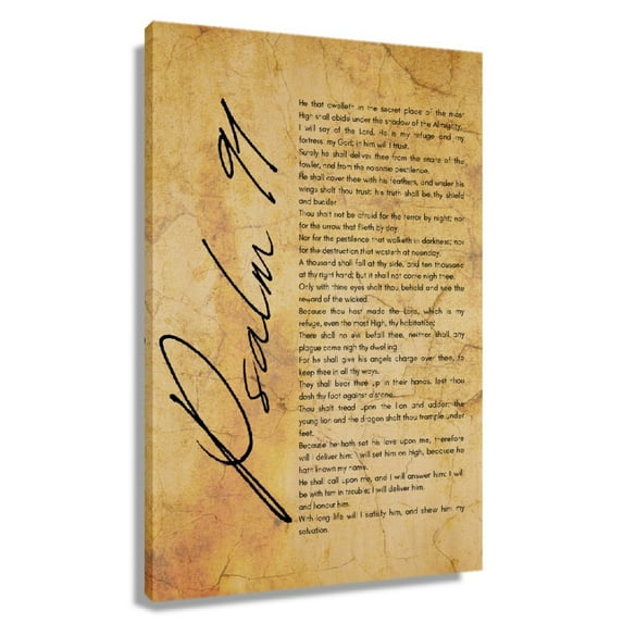 Psalm 91 Bible Verse Wall Art Vintage Poster Pictures For Living Room Rectangle Canvas Art Paintings For Bedroom Unframed 12x18 in