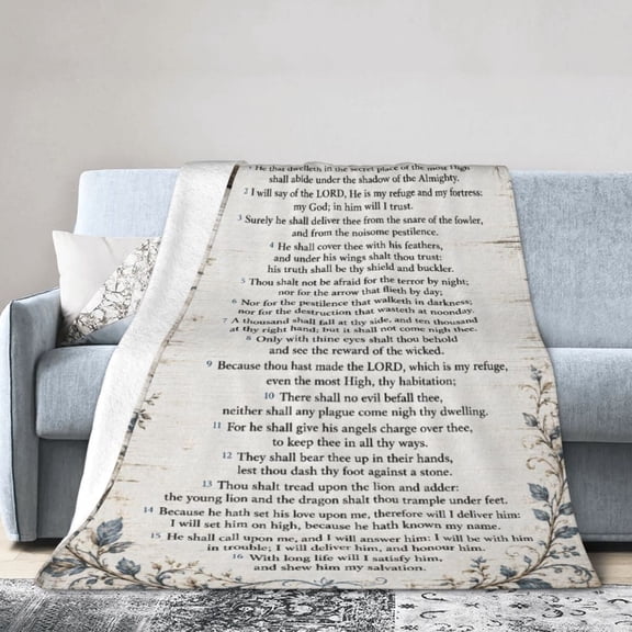 Psalm 91 Blanket Gift Throw Blanket Cozy Soft Christian Bible Verse Gift for Women Men Faith Decor 50x40