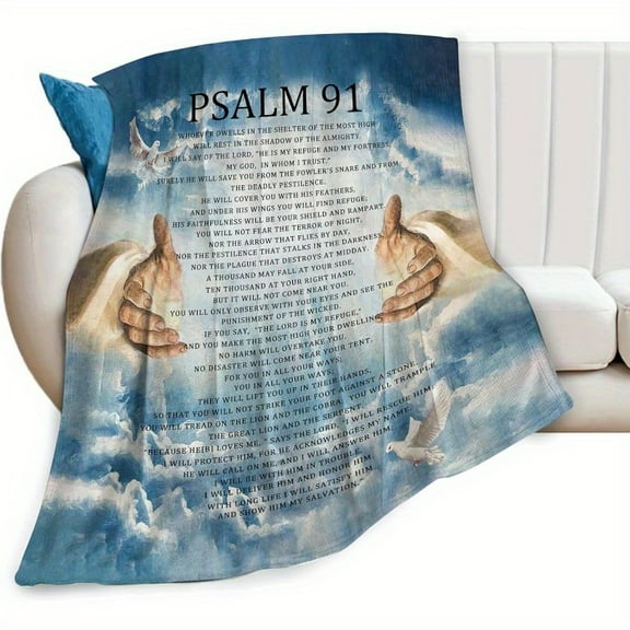 Psalm 91 Blanket Psalms 91 Throw Blanket Christian Psalm 91 Gifts Bible Verse Decor Catholic Religious Fleece Scripture Plush Psalm 91 Throws Flannel Blanket