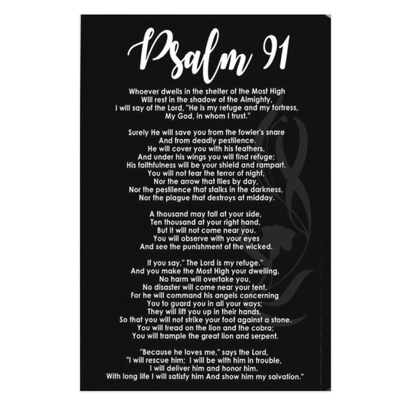 Psalm 91 Canvas Wall Art Poster, Bible Verse Scripture Print Decor Poster For Bedroom Living Room Bathroom Kitchen Office Decor
