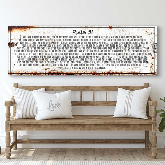 Psalm 91 Christian Wall Art | Scripture Wall Art Religious Decor | Rustic Wall Art Christian Home Decor | Christian Wall Decor Faith Sign