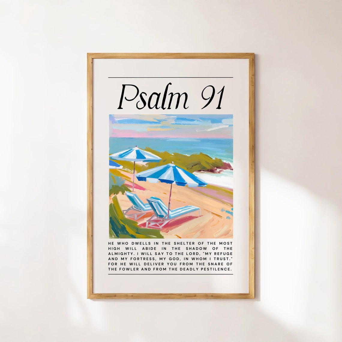 Psalm 91 Coastal Christian Bible Verse Nature Decor, Unframed Paper ...