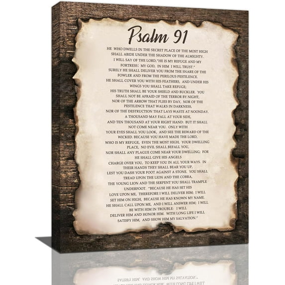 Psalm 91 Decor Wall Art Bible Verse Scripture Christian Religious Pictures Wall Decor gifts Canvas Painting Prints Artwork Home Decorations Unframed for Bathroom Bedroom Kitchen Church