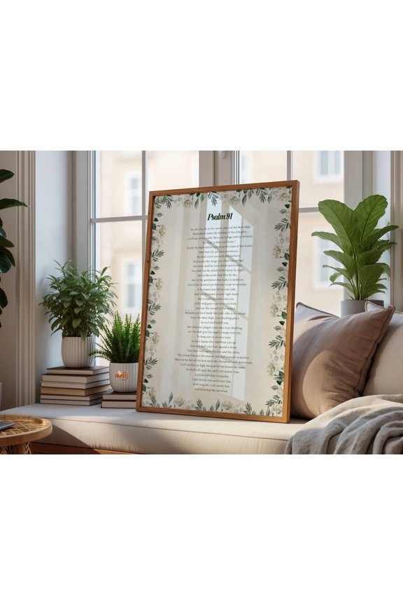 Psalm 91 Floral Christian Scripture Decor Wall Art