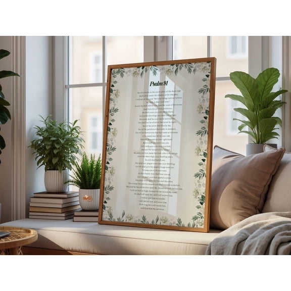 Psalm 91 Floral Christian Scripture Decor Wall Art