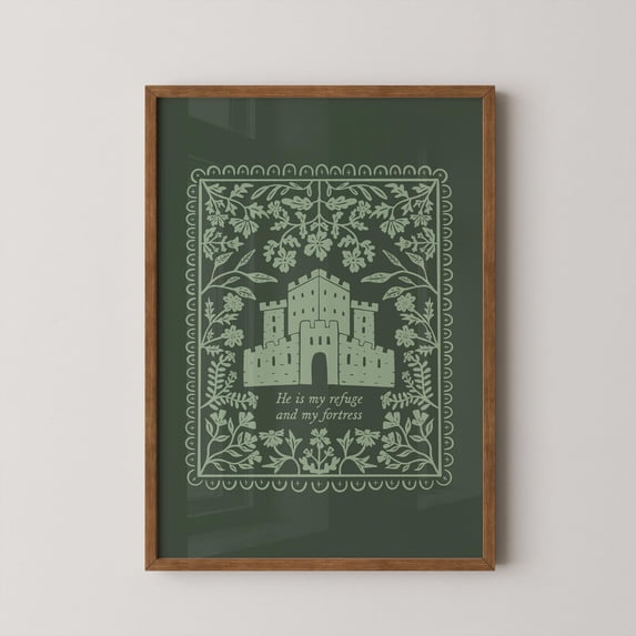 Psalm 91 Green Botanical He Is My Refuge Scripture Art Christian Poster ...
