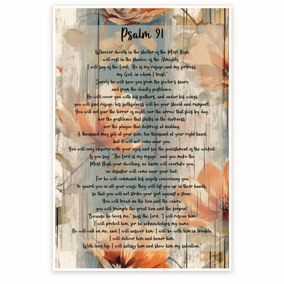 Psalm 91 Poster - Bible Verse Poster - Christian Wall Art Decor - Decorations