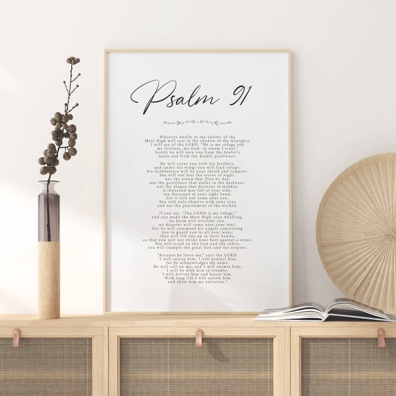 Psalm 91 Print Scripture Wall Decor Bible Verse Religious Art ...