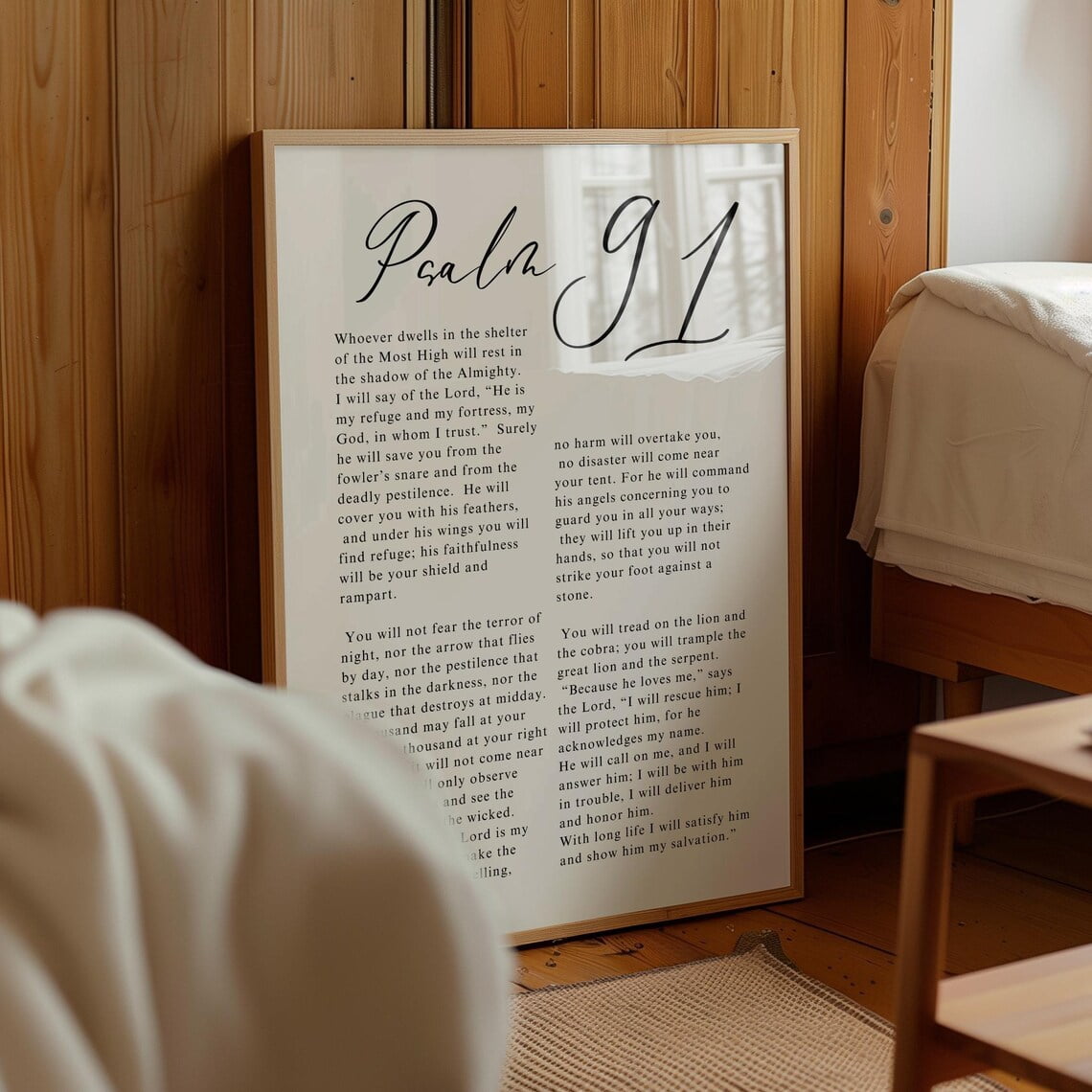 Psalm 91 Scripture Print Christian Bible Verse Typography Wall Art For ...
