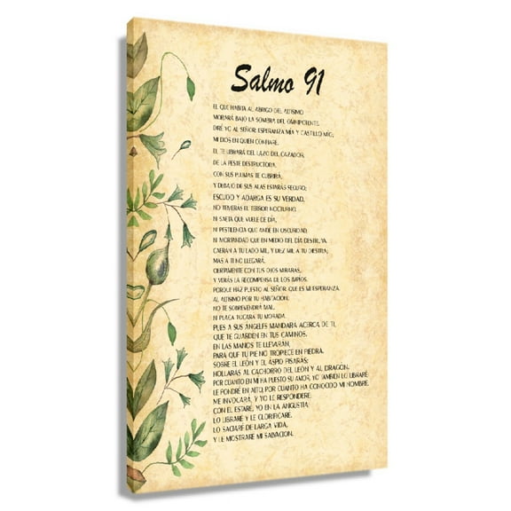Psalm 91 Spanish Bible Verse Wall Art Leaves Posters Printing Pictures Painting Canvas Pics For Bedroom Unframed 16x24 in