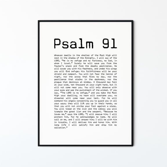 Psalm 91 Typewriter Bible Verse Poster, Unframed Size 8x12