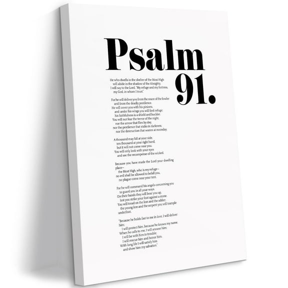 Psalm 91 Wall Art Bible Verse Canvas Wall Decor Christian Scripture Wall Art Religious Pictures Bible Verse Poster Modern Artwork Christian Painting for Living Room Bedroom