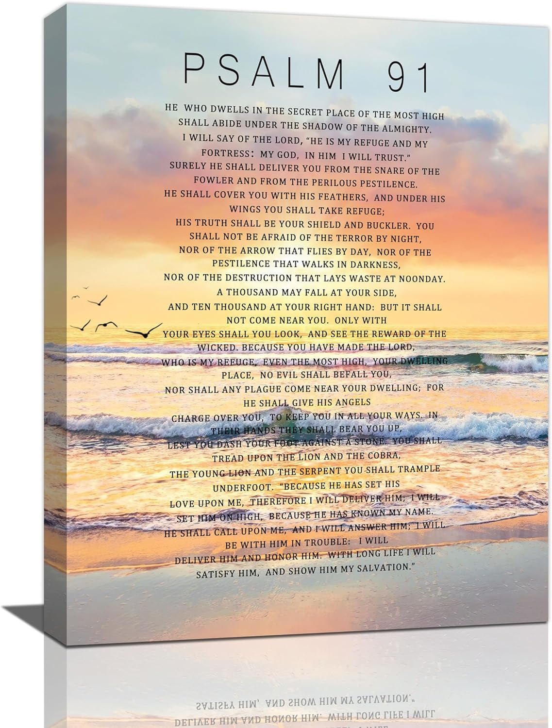 Psalm 91 Wall Art Bible Verse Wall Decor Beach Ocean Sunset Pictures ...