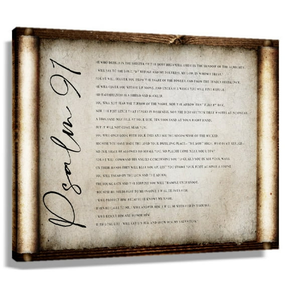 Psalm 91 Wall Art Bible Verse Poster Artwork Modern House Decor Pictures For Living Room Artwork For Bedroom Framed 20x30 in