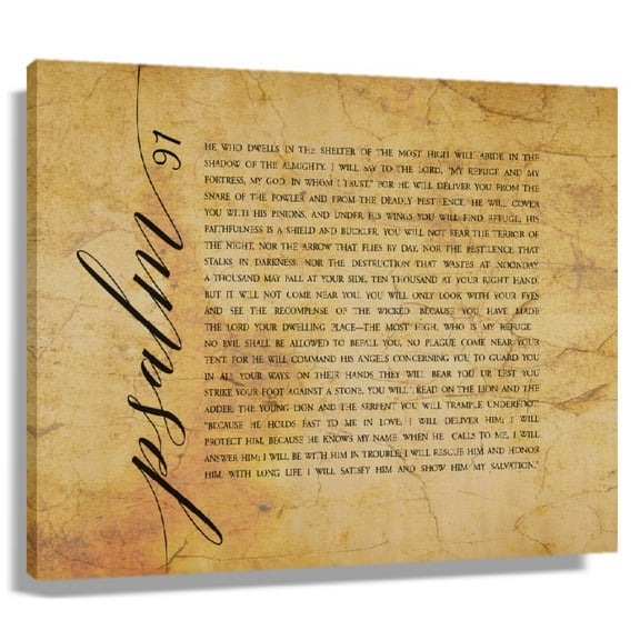 Psalm 91 Wall Art Bible Verse Posters For Home Print On Canvas Pictures Paintings For Bedroom Unframed 12x18 in