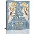 thumbnail image 1 of Psalm 91 Wall Art Bible Verse Wall Decor Christian Scriptures Canvas Painting Prints Religious Angel Wings Pictures Modern Artwork Home Decoration for Bathroom Bedroom Living Room 16"x12", 1 of 6