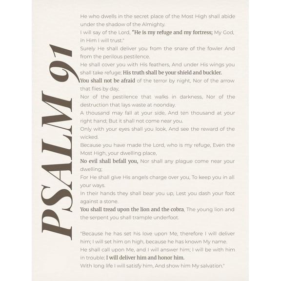 Psalm 91 Wall Art Poster Bible Verses Wall Decor Christian Wall Art Decor Prayer Room Decor Religious Gifts For Home Church Or Prayer Room Faith Based Gift For Christian Believers poster