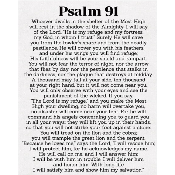 Psalm 91 Bible Verse Wall Art – Spiritual Scripture Poster Print ...