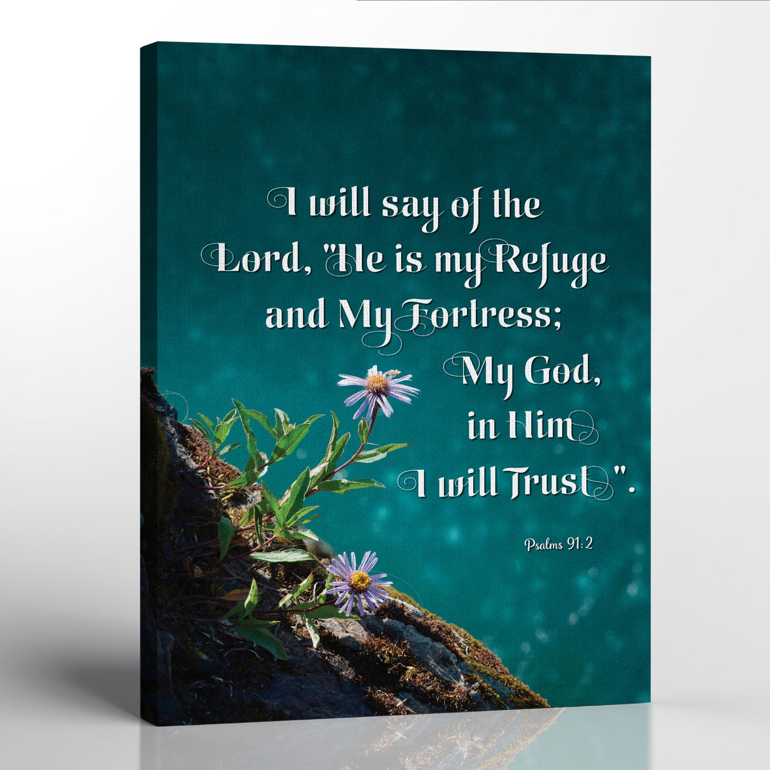 Psalm 91 Wall Art, Psalm 91:2 Canvas Print, Psalm 91 Wall Décor. Aqua ...