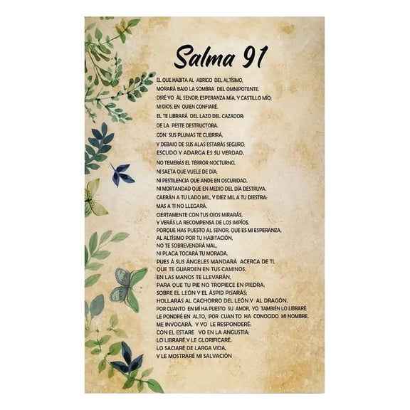 Psalm 91 Wall Art Spanish Bible Verse Canvas Print Christian Inspirational Quotes Religious Home Decor for Church Office Gift